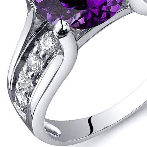 Amethyst Round Cut Ring in 925 Sterling Silver - SJC