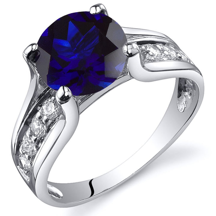 Blue Sapphire Round Cut Ring in 925 Sterling Silver - SJC
