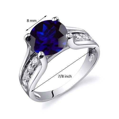 Blue Sapphire Round Cut Ring in 925 Sterling Silver - SJC