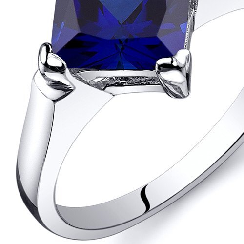 Blue Sapphire Princess Cut Cut Ring in 925 Sterling Silver - SJC