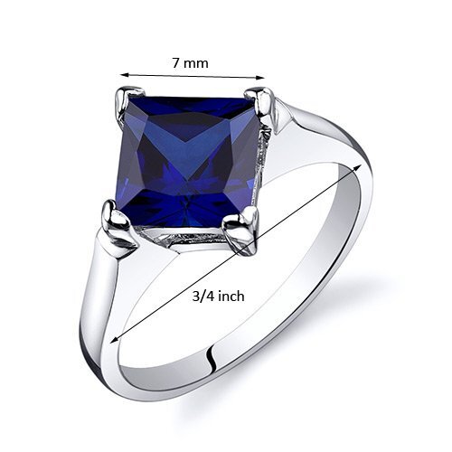 Blue Sapphire Princess Cut Cut Ring in 925 Sterling Silver - SJC