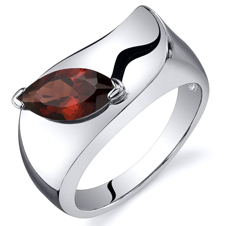 Garnet Marquise Cut Ring in 925 Sterling Silver - SJC