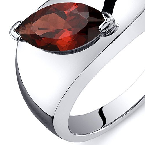 Garnet Marquise Cut Ring in 925 Sterling Silver - SJC
