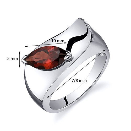 Garnet Marquise Cut Ring in 925 Sterling Silver - SJC
