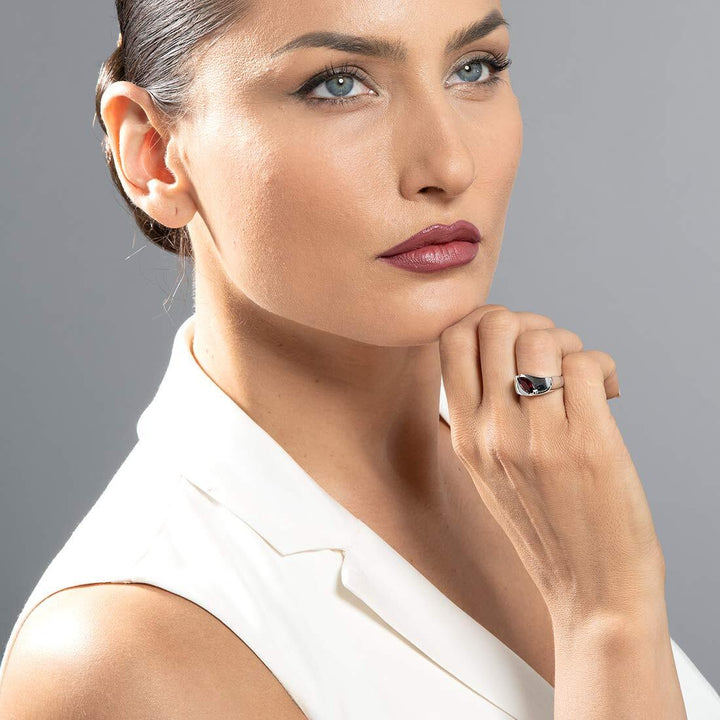 Garnet Marquise Cut Ring in 925 Sterling Silver - SJC