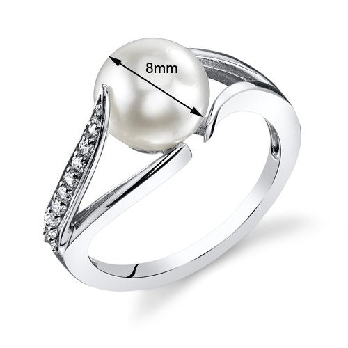 Pearl Round Cut Ring in 925 Sterling Silver - SJC
