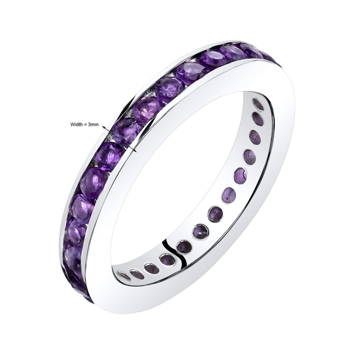 Amethyst Round Cut Ring in 925 Sterling Silver - SJC