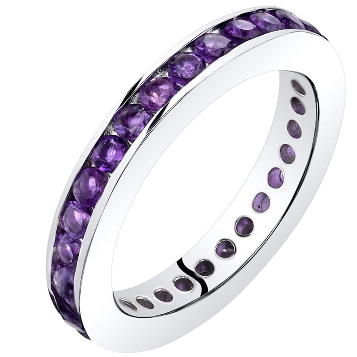 Amethyst Round Cut Ring in 925 Sterling Silver - SJC