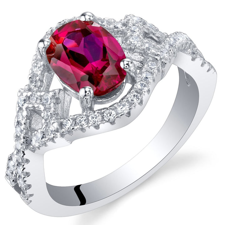 Ruby Oval Cut Ring in 925 Sterling Silver - SJC