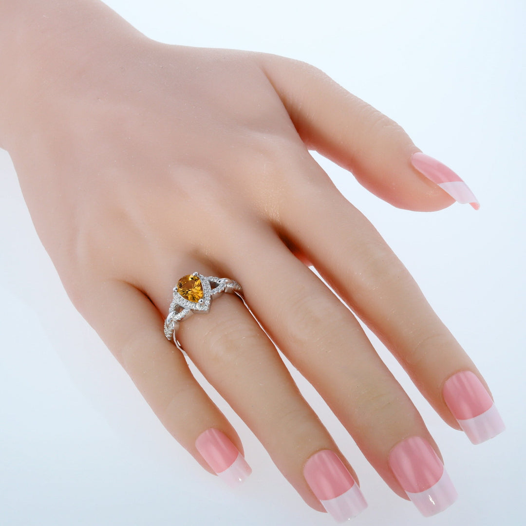 Citrine Pear Shape Cut Ring in 925 Sterling Silver - SJC