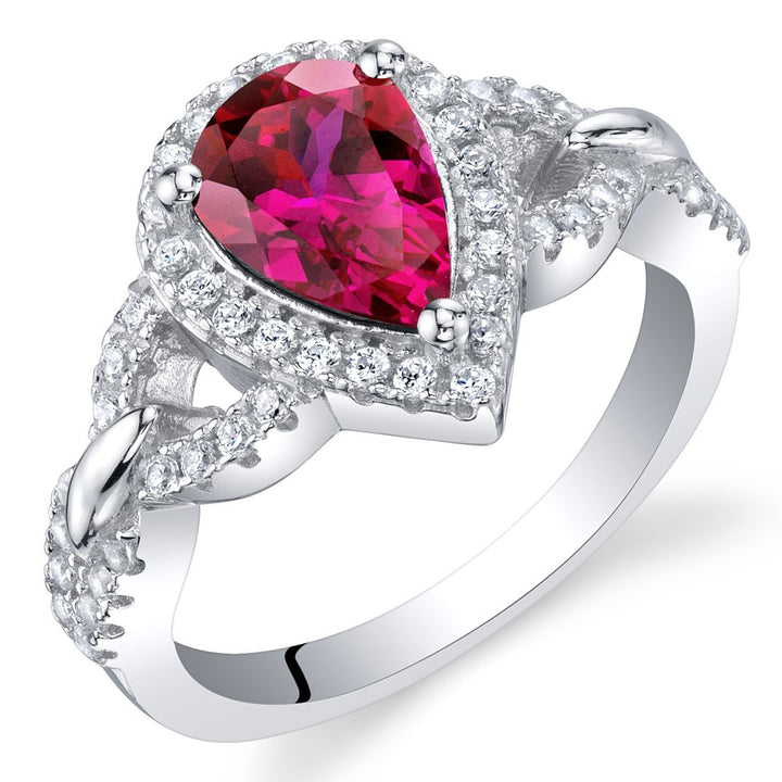 Ruby Pear Shape Cut Ring in 925 Sterling Silver - SJC
