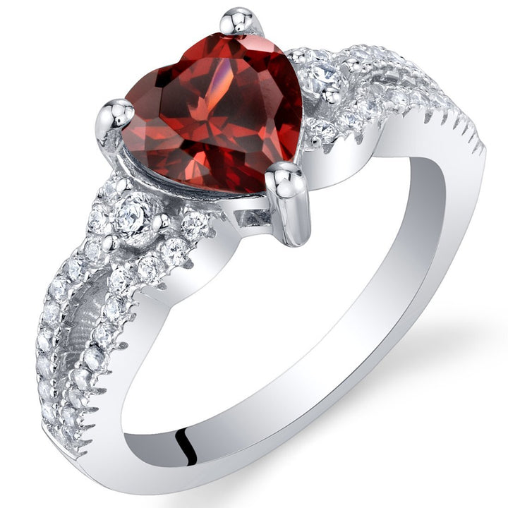 Garnet Heart Shape Cut Ring in 925 Sterling Silver - SJC