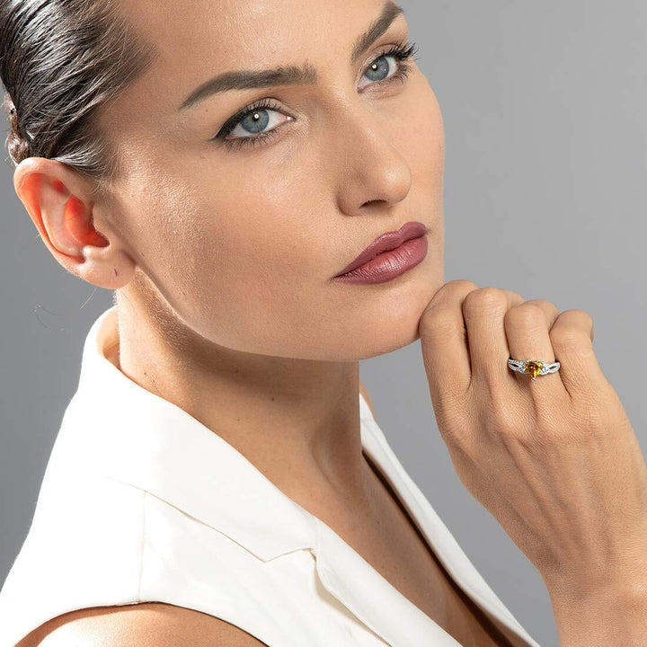 Citrine Heart Shape Cut Ring in 925 Sterling Silver - SJC