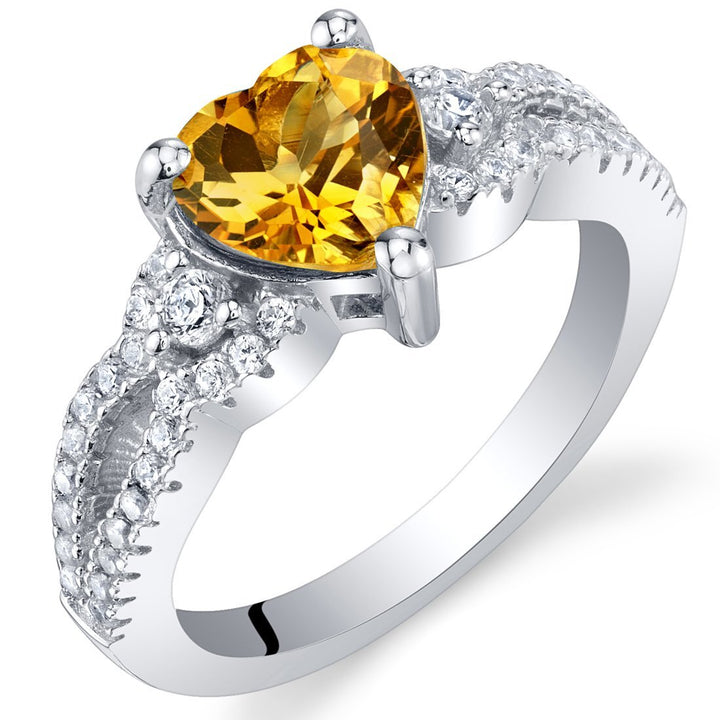 Citrine Heart Shape Cut Ring in 925 Sterling Silver - SJC