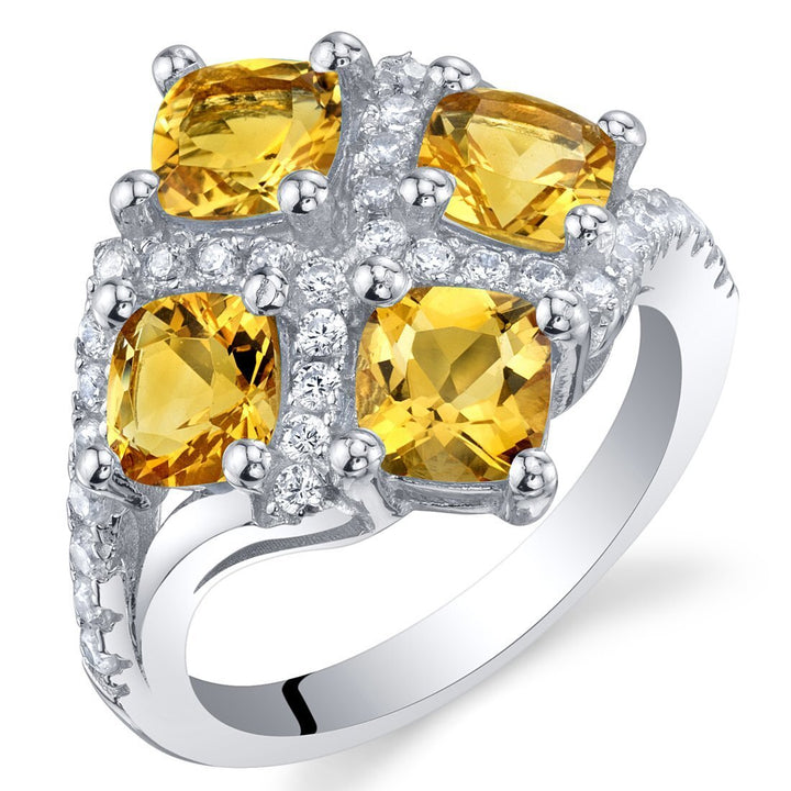 Citrine Cushion Cut Cut Ring in 925 Sterling Silver - SJC