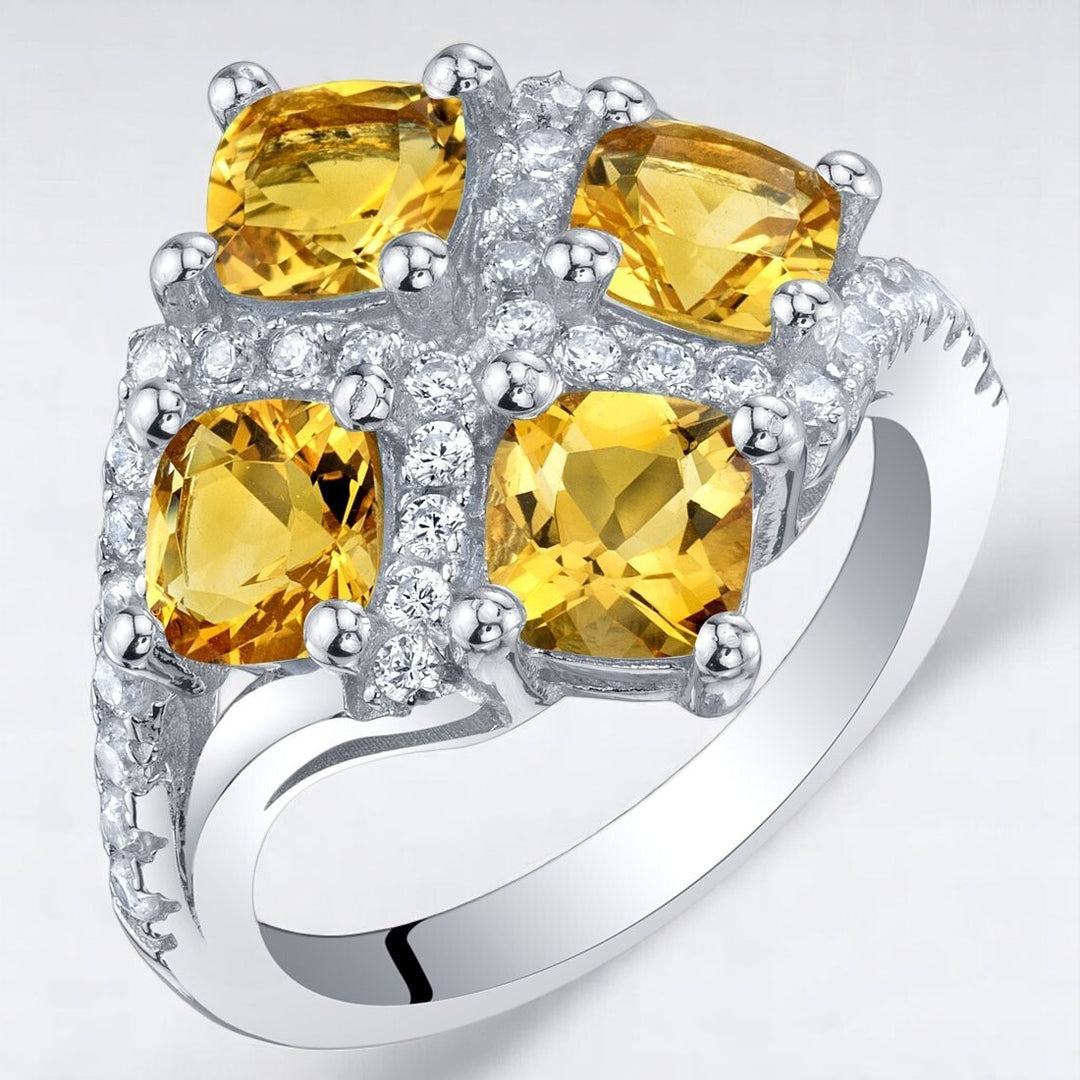 Citrine Cushion Cut Cut Ring in 925 Sterling Silver - SJC