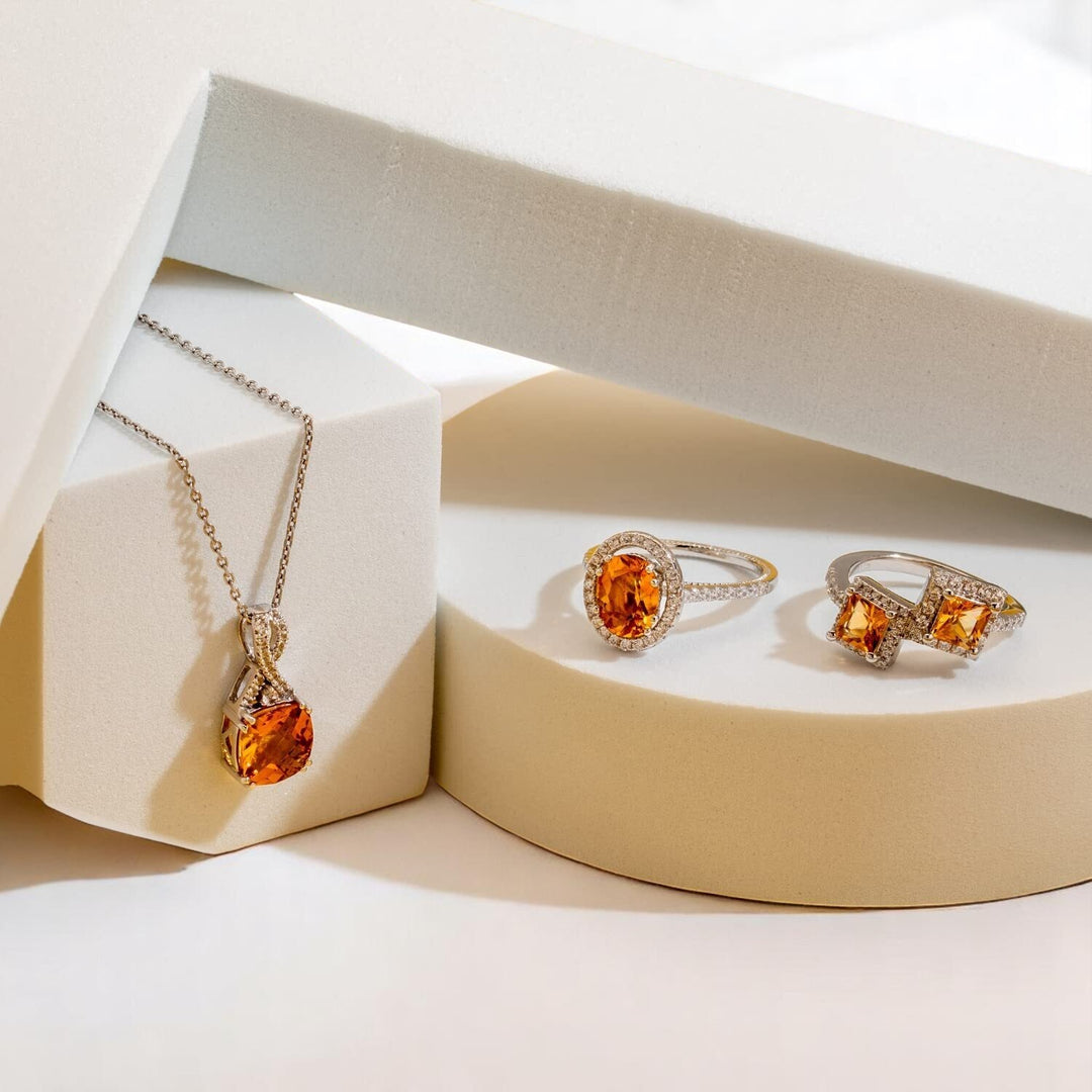 Citrine Princess Cut Cut Ring in 925 Sterling Silver - SJC