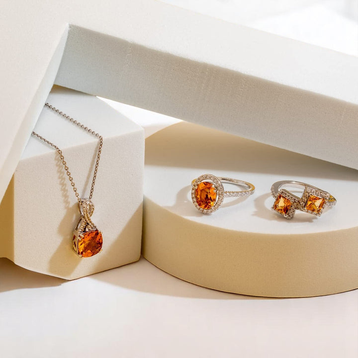 Citrine Princess Cut Cut Ring in 925 Sterling Silver - SJC