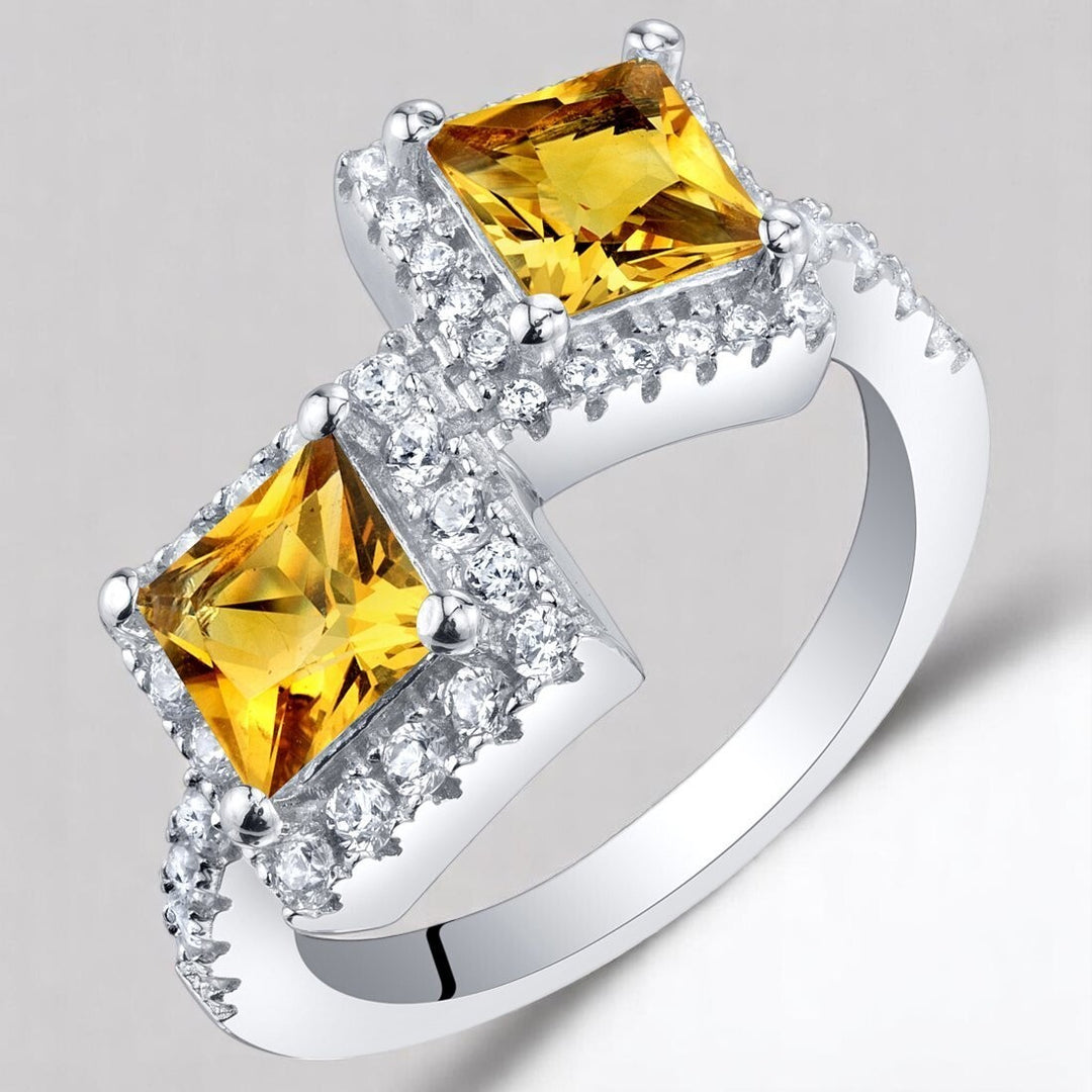 Citrine Princess Cut Cut Ring in 925 Sterling Silver - SJC