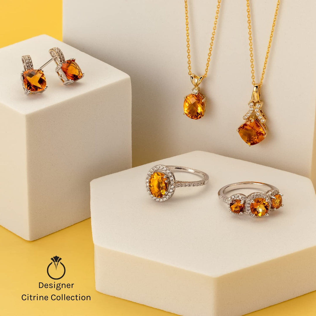 Citrine Oval Cut Ring in 925 Sterling Silver - SJC