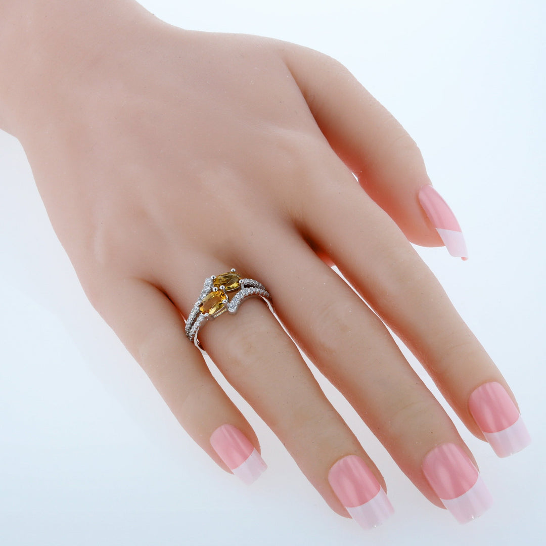 Citrine Oval Cut Ring in 925 Sterling Silver - SJC