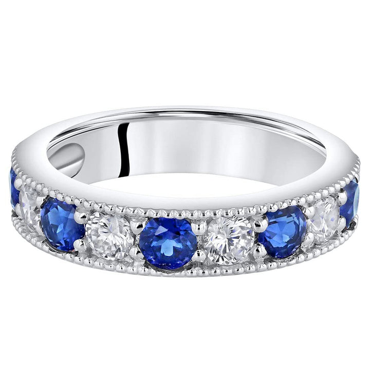Blue Sapphire Round Cut Ring in 925 Sterling Silver - SJC