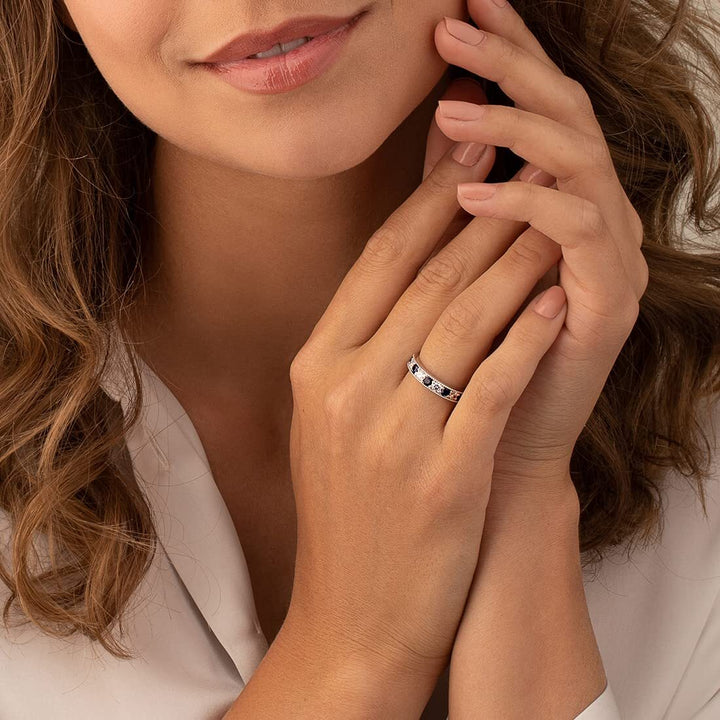 Blue Sapphire Round Cut Ring in 925 Sterling Silver - SJC