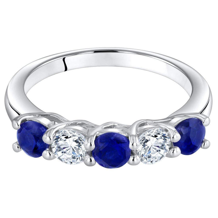 Blue Sapphire Round Cut Ring in 925 Sterling Silver - SJC