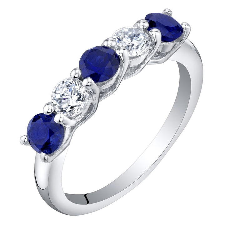 Blue Sapphire Round Cut Ring in 925 Sterling Silver - SJC