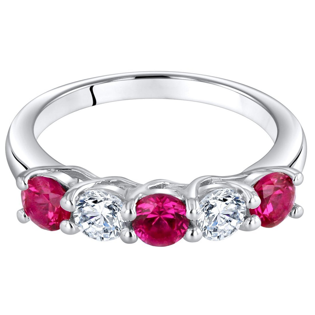 Ruby Round Cut Ring in 925 Sterling Silver - SJC