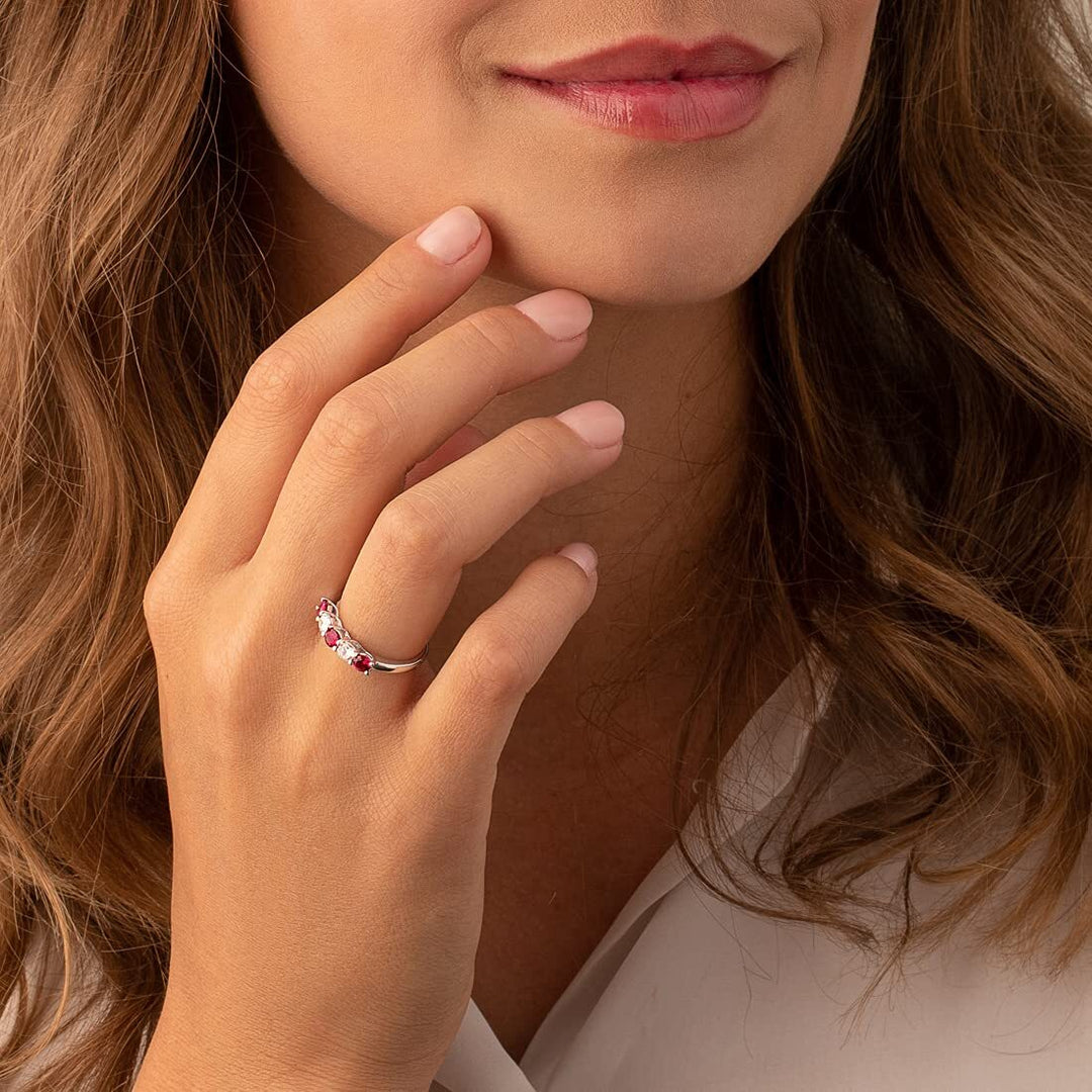 Ruby Round Cut Ring in 925 Sterling Silver - SJC