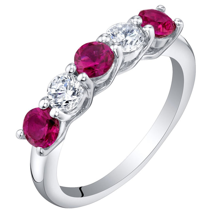 Ruby Round Cut Ring in 925 Sterling Silver - SJC