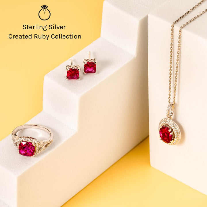 Ruby Round Cut Ring in 925 Sterling Silver - SJC