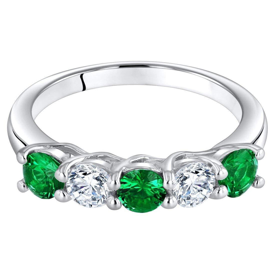 Simulated Emerald Round Cut Ring in 925 Sterling Silver - SJC