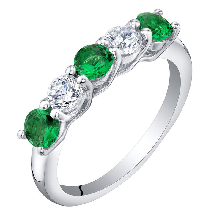 Simulated Emerald Round Cut Ring in 925 Sterling Silver - SJC