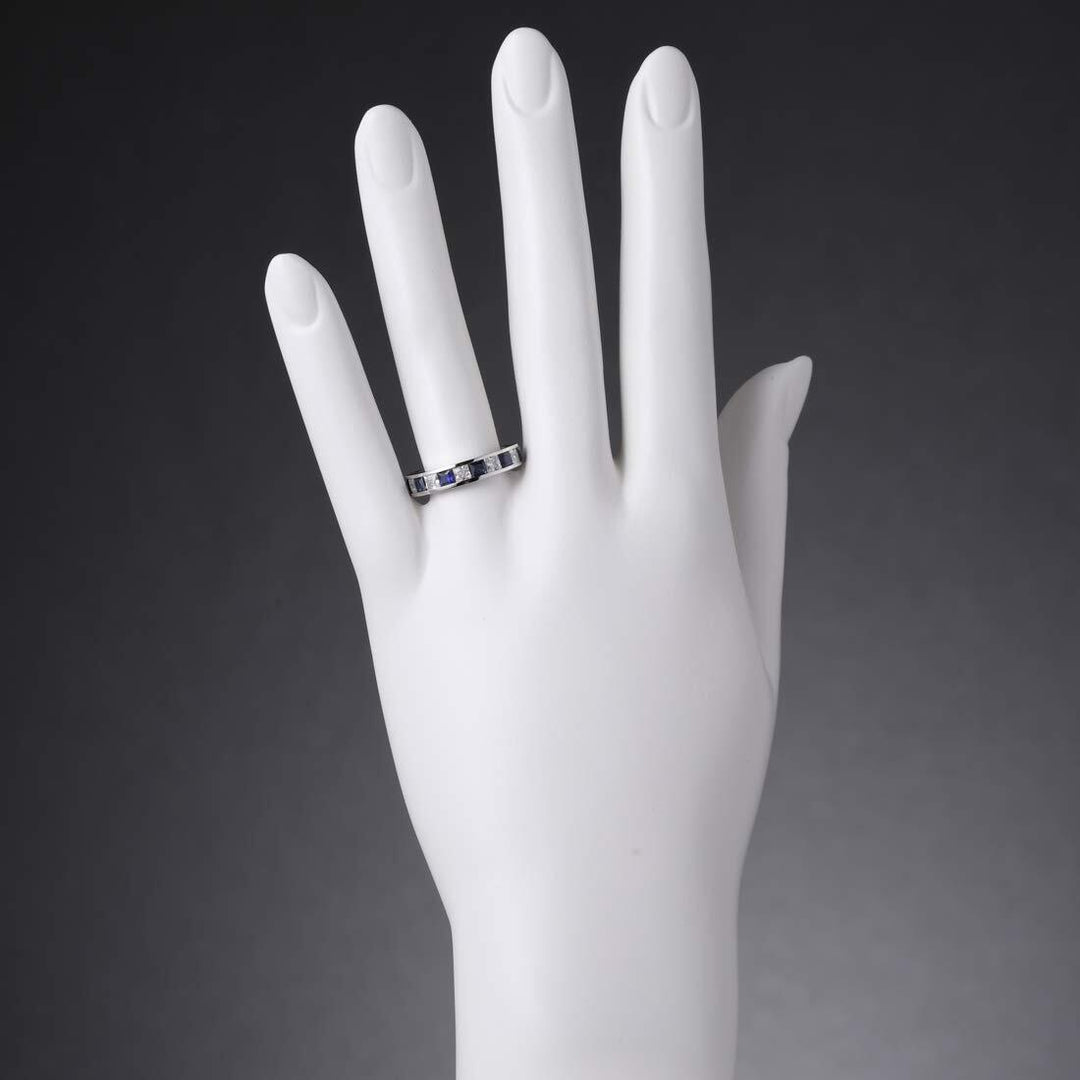 Blue Sapphire Princess Cut Cut Ring in 925 Sterling Silver - SJC