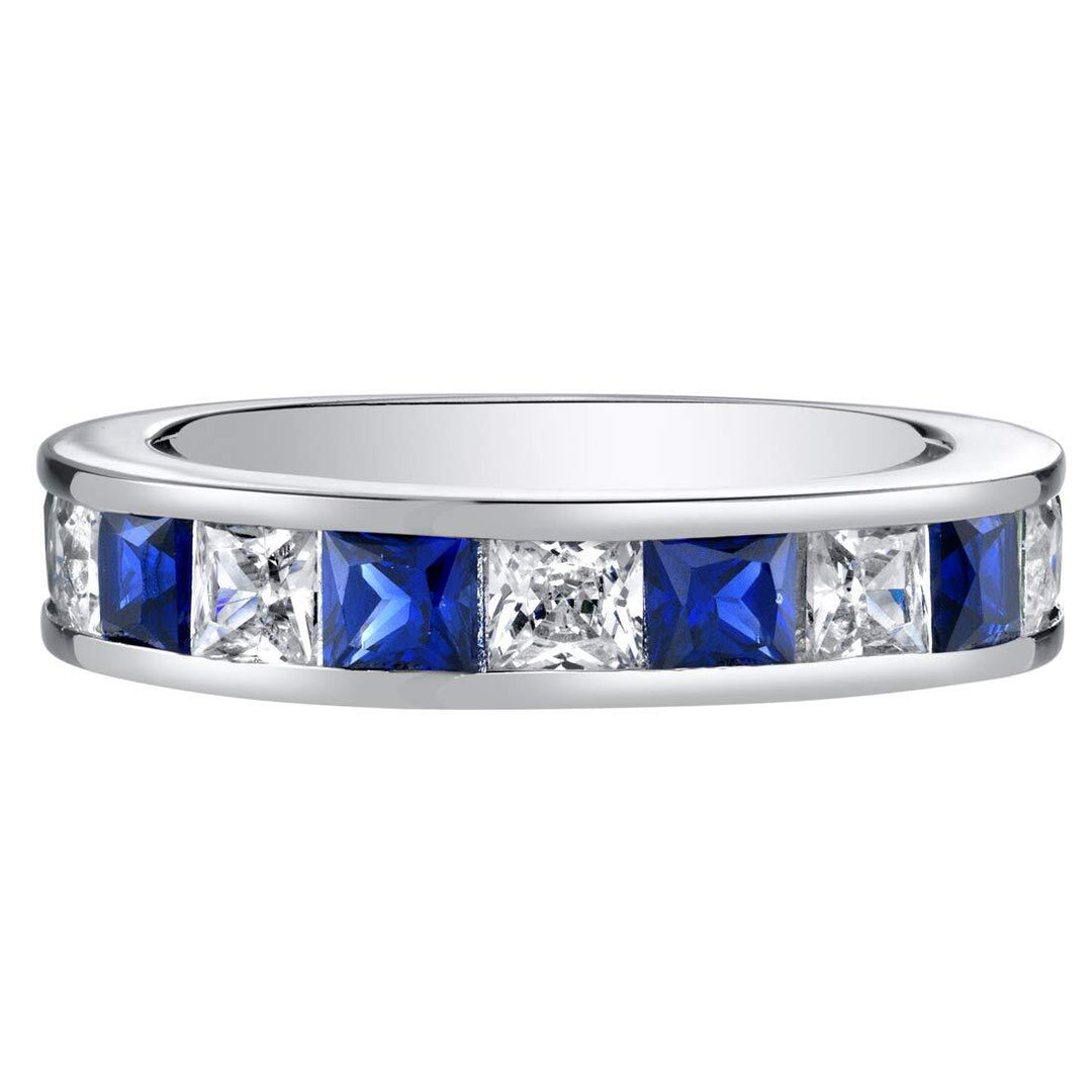 Blue Sapphire Princess Cut Cut Ring in 925 Sterling Silver - SJC