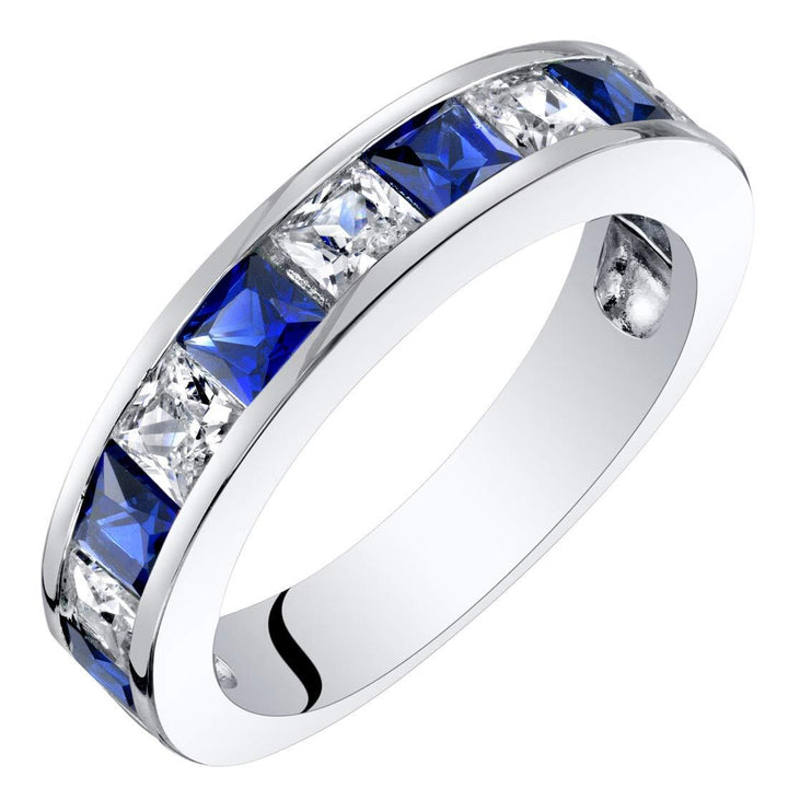 Blue Sapphire Princess Cut Cut Ring in 925 Sterling Silver - SJC
