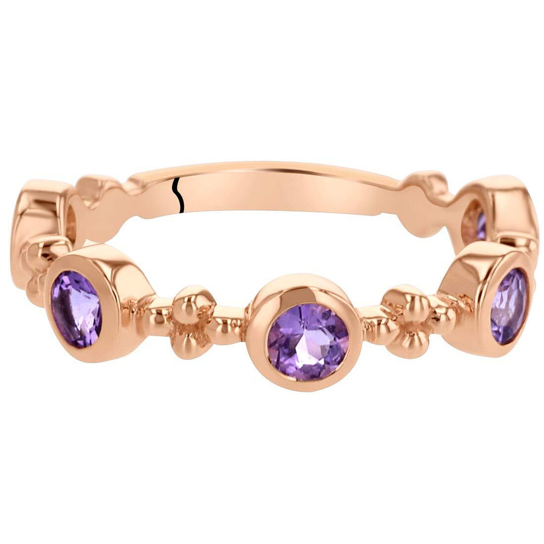 Amethyst Round Cut Ring in 925 Sterling Silver - SJC