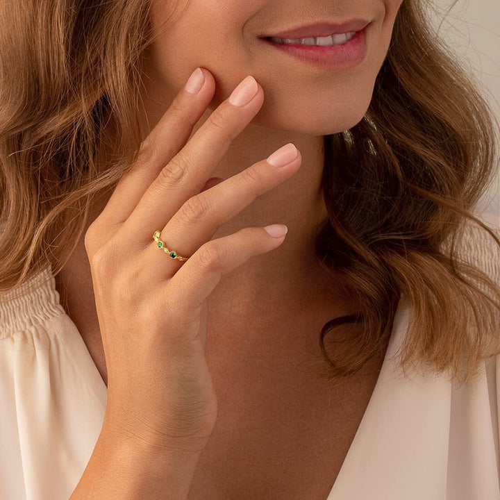 Simulated Emerald Round Cut Ring in 925 Sterling Silver - SJC