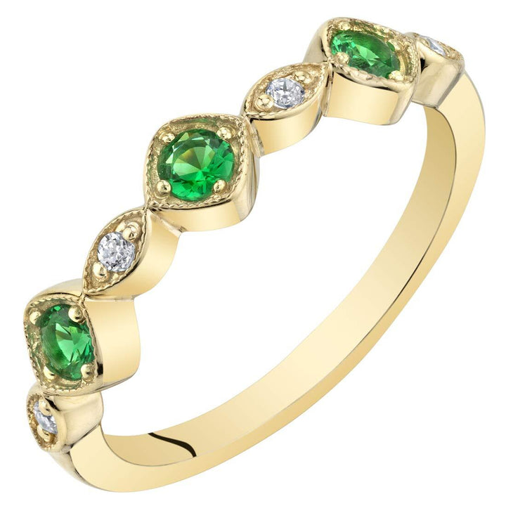 Simulated Emerald Round Cut Ring in 925 Sterling Silver - SJC