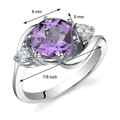 Amethyst Round Cut Ring in 925 Sterling Silver - SJC