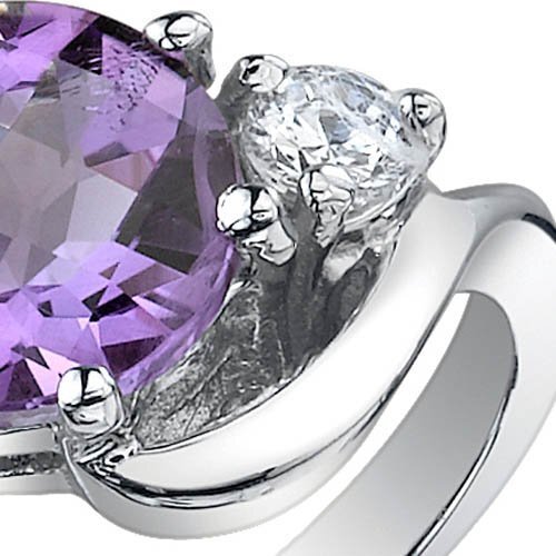 Amethyst Round Cut Ring in 925 Sterling Silver - SJC