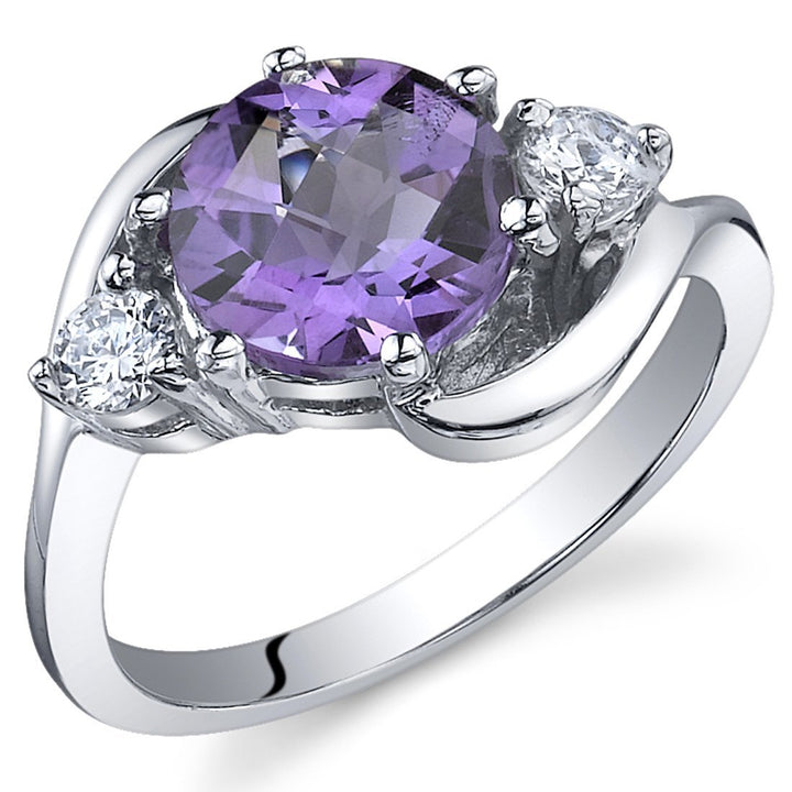 Amethyst Round Cut Ring in 925 Sterling Silver - SJC