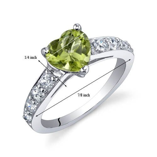 Peridot Heart Shape Cut Ring in 925 Sterling Silver - SJC