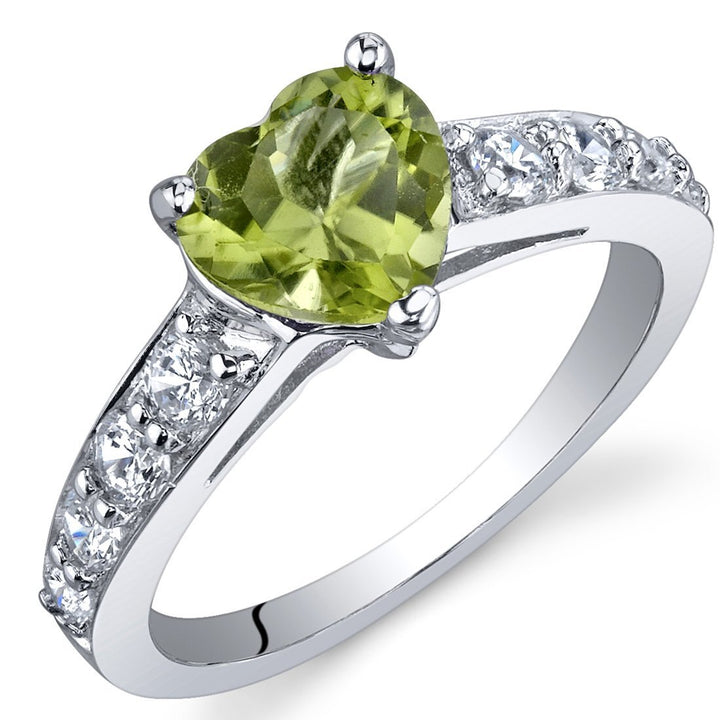 Peridot Heart Shape Cut Ring in 925 Sterling Silver - SJC