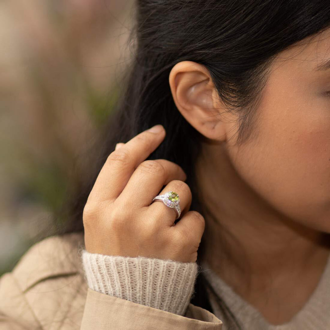 Peridot Round Cut Ring in 925 Sterling Silver - SJC