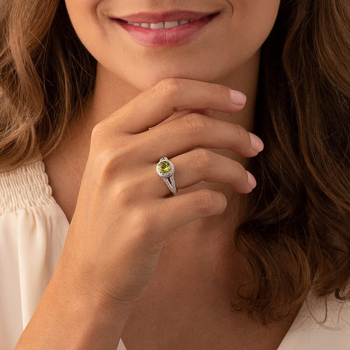 Peridot Round Cut Ring in 925 Sterling Silver - SJC