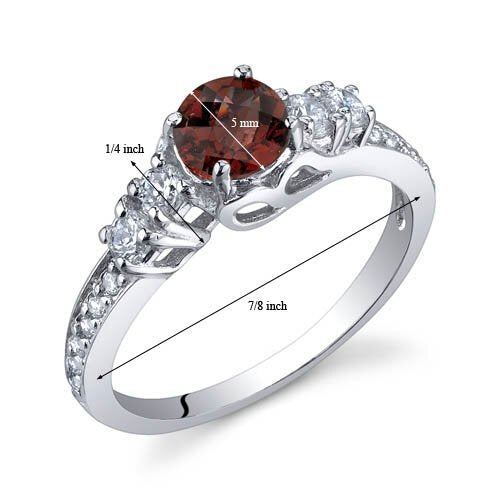 Garnet Round Cut Ring in 925 Sterling Silver - SJC