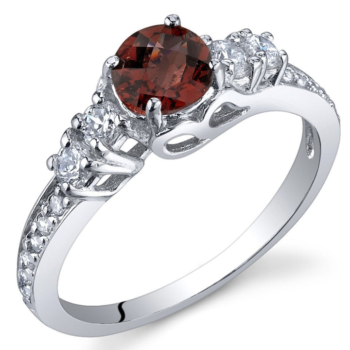 Garnet Round Cut Ring in 925 Sterling Silver - SJC